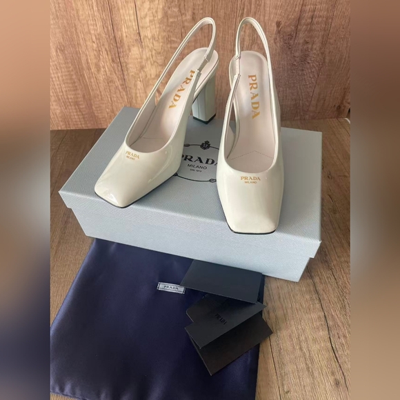 Prada Shoes - Prada patent leather slingback pumps